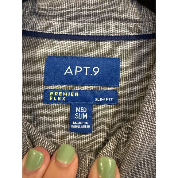 APT.9 Premier Flex Slim Fit Button-Down Shirt Gray Size M - Picture 2 of 5